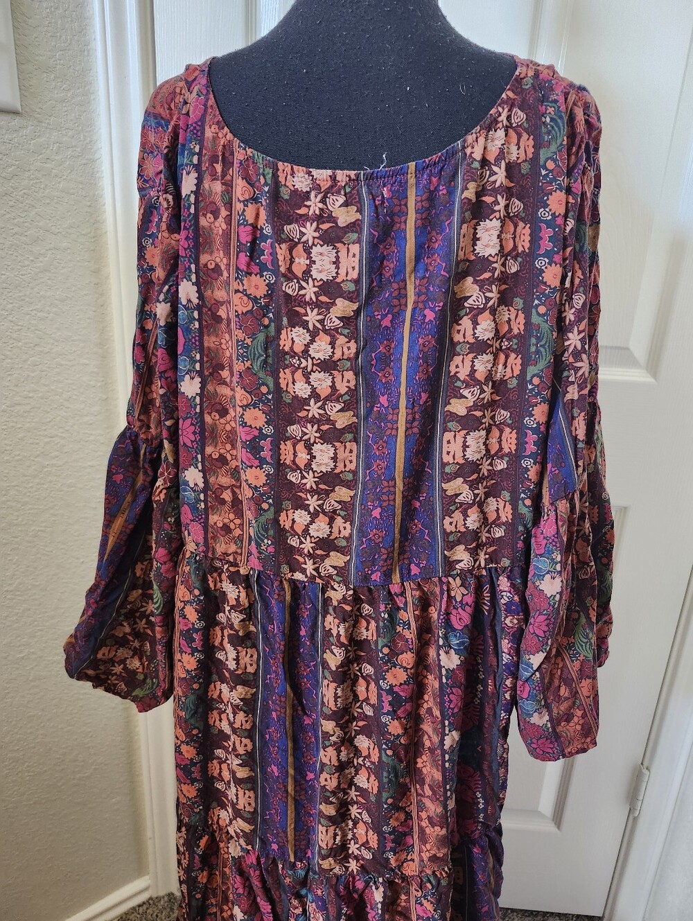 Natural Life Bohemian Floral Tiered Maxi Dress - Burgundy Multi Xxl - Picture 14 of 16